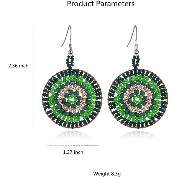 Boho Round Beaded Dangle Drop Earrings for Women Girls Handmade Ball Bead Seed Evil Eye Statement Big Dangling Hook Stud Earring Retro Bohemian Summer Sea Beach Jewelry GreenBoho Round Beaded Dangle Drop Earrings for Women Girls Handmade Ball Bead Seed Evil Eye Statement Big Dangling Hook Stud Earring Retro Bohemian Summer Sea Beach Jewelry Green
