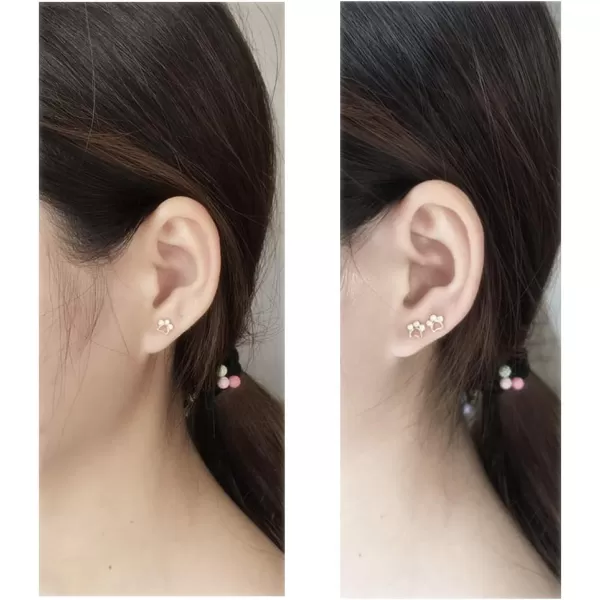 CZ Paw Earrings for Women Girls S925 Sterling Silver Cubic Zirconia Tiny Stud Tragus Post Pin Cute Paw Kitten Cat Puppy Dog Print Earrings Hypoallergenic Jewelry Gift for Pet Loversilver