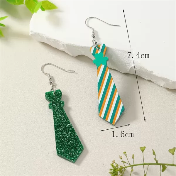 Clover Leaf Necktie Dangle Earrings for Women Girls Acrylic Cute Long Green White Stripe Tie Lucky Shamrock Celebration Statement Drop Earrings Fashion Lightweight St Patricks Day Holiday Jewelry Gifts SouvenirsClover Leaf Necktie Dangle Earrings for Women Girls Acrylic Cute Long Green White Stripe Tie Lucky Shamrock Celebration Statement Drop Earrings Fashion Lightweight St Patricks Day Holiday Jewelry Gifts Souvenirs