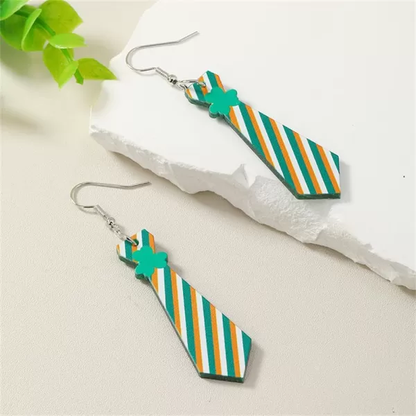 Clover Leaf Necktie Dangle Earrings for Women Girls Acrylic Cute Long Green White Stripe Tie Lucky Shamrock Celebration Statement Drop Earrings Fashion Lightweight St Patricks Day Holiday Jewelry Gifts SouvenirsClover Leaf Necktie Dangle Earrings for Women Girls Acrylic Cute Long Green White Stripe Tie Lucky Shamrock Celebration Statement Drop Earrings Fashion Lightweight St Patricks Day Holiday Jewelry Gifts Souvenirs