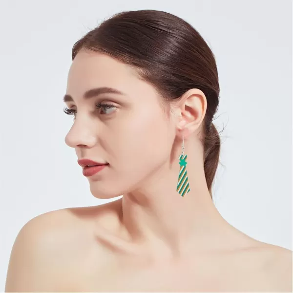 Clover Leaf Necktie Dangle Earrings for Women Girls Acrylic Cute Long Green White Stripe Tie Lucky Shamrock Celebration Statement Drop Earrings Fashion Lightweight St Patricks Day Holiday Jewelry Gifts SouvenirsClover Leaf Necktie Dangle Earrings for Women Girls Acrylic Cute Long Green White Stripe Tie Lucky Shamrock Celebration Statement Drop Earrings Fashion Lightweight St Patricks Day Holiday Jewelry Gifts Souvenirs