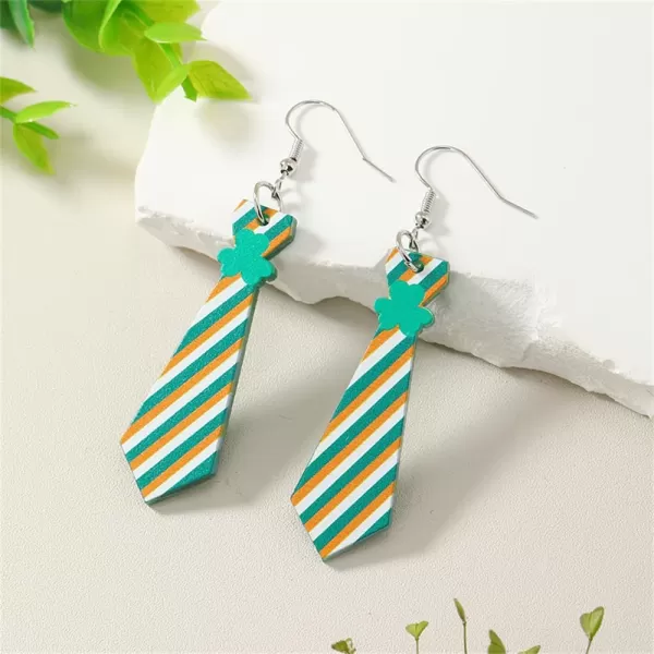 Clover Leaf Necktie Dangle Earrings for Women Girls Acrylic Cute Long Green White Stripe Tie Lucky Shamrock Celebration Statement Drop Earrings Fashion Lightweight St Patricks Day Holiday Jewelry Gifts SouvenirsClover Leaf Necktie Dangle Earrings for Women Girls Acrylic Cute Long Green White Stripe Tie Lucky Shamrock Celebration Statement Drop Earrings Fashion Lightweight St Patricks Day Holiday Jewelry Gifts Souvenirs