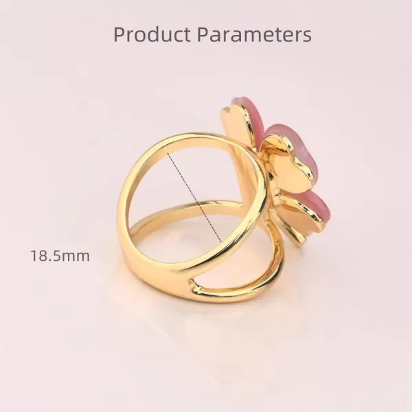 Clover Leaf Silk Scarf Ring Clip Brooch for Women Girls Gold Plated Artificial Color Birthstone Lucky Shamrock Flower Statement Finger Rings Size 85 Cute Shawl Scarves Dress Accessories Christmas StPatricks Day Jewelry GiftPink