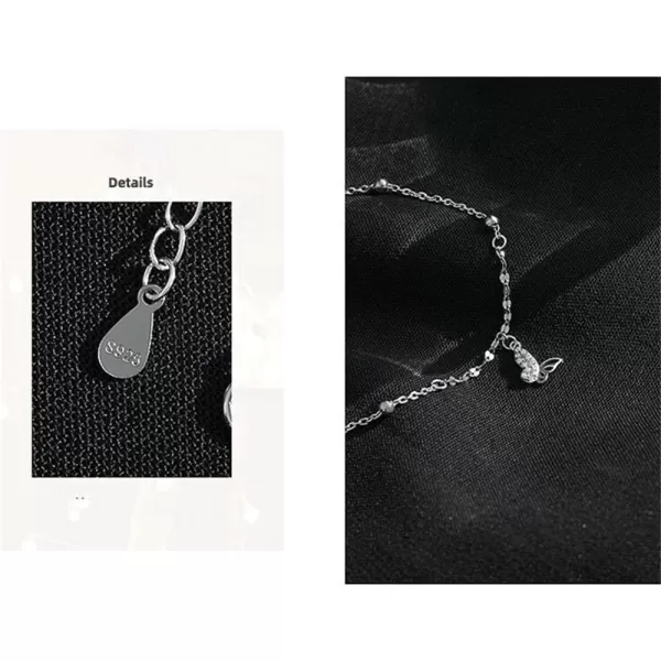 Crystal Butterfly Bracelet for Women Girls Sterling Silver Cute Ball Bead Adjustable Charm Link Bracelets Fashion Lucky Birthday Wedding Christmas Jewelry Gifts for Daughter Sister Friend