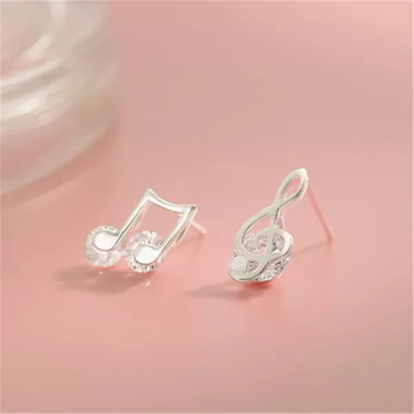 Crystal Music Note Small Sterling Silver Stud Earrings for Women Girls CZ Tiny Cute Asymmetrical Treble Clef Studs Cartilage Dainty Jewelry Birthday Christmas Valentine GiftsCrystal Music Note Small Sterling Silver Stud Earrings for Women Girls CZ Tiny Cute Asymmetrical Treble Clef Studs Cartilage Dainty Jewelry Birthday Christmas Valentine Gifts