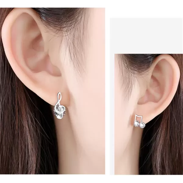 Crystal Music Note Small Sterling Silver Stud Earrings for Women Girls CZ Tiny Cute Asymmetrical Treble Clef Studs Cartilage Dainty Jewelry Birthday Christmas Valentine GiftsCrystal Music Note Small Sterling Silver Stud Earrings for Women Girls CZ Tiny Cute Asymmetrical Treble Clef Studs Cartilage Dainty Jewelry Birthday Christmas Valentine Gifts