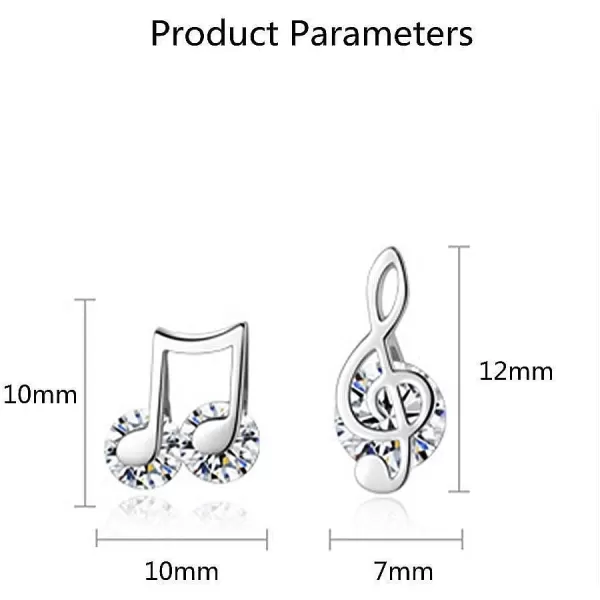 Crystal Music Note Small Sterling Silver Stud Earrings for Women Girls CZ Tiny Cute Asymmetrical Treble Clef Studs Cartilage Dainty Jewelry Birthday Christmas Valentine GiftsCrystal Music Note Small Sterling Silver Stud Earrings for Women Girls CZ Tiny Cute Asymmetrical Treble Clef Studs Cartilage Dainty Jewelry Birthday Christmas Valentine Gifts