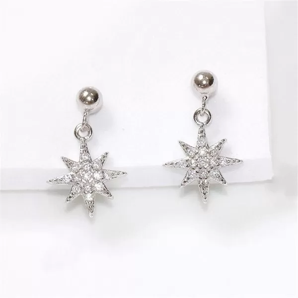 Crystal Star Dangle Stud Earrings for Women Girls S925 Sterling Silver 18K White Gold Plated CZ Small Snowflake Starlet Drop Dangling Studs Ball Bead Post Pin Earring Shiny Wedding Birthday GiftsCrystal Star Dangle Stud Earrings for Women Girls S925 Sterling Silver 18K White Gold Plated CZ Small Snowflake Starlet Drop Dangling Studs Ball Bead Post Pin Earring Shiny Wedding Birthday Gifts