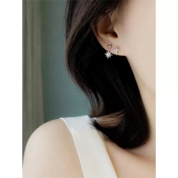 Crystal Star Dangle Stud Earrings for Women Girls S925 Sterling Silver 18K White Gold Plated CZ Small Snowflake Starlet Drop Dangling Studs Ball Bead Post Pin Earring Shiny Wedding Birthday GiftsCrystal Star Dangle Stud Earrings for Women Girls S925 Sterling Silver 18K White Gold Plated CZ Small Snowflake Starlet Drop Dangling Studs Ball Bead Post Pin Earring Shiny Wedding Birthday Gifts