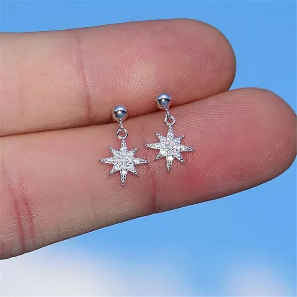 Crystal Star Dangle Stud Earrings for Women Girls S925 Sterling Silver 18K White Gold Plated CZ Small Snowflake Starlet Drop Dangling Studs Ball Bead Post Pin Earring Shiny Wedding Birthday GiftsCrystal Star Dangle Stud Earrings for Women Girls S925 Sterling Silver 18K White Gold Plated CZ Small Snowflake Starlet Drop Dangling Studs Ball Bead Post Pin Earring Shiny Wedding Birthday Gifts