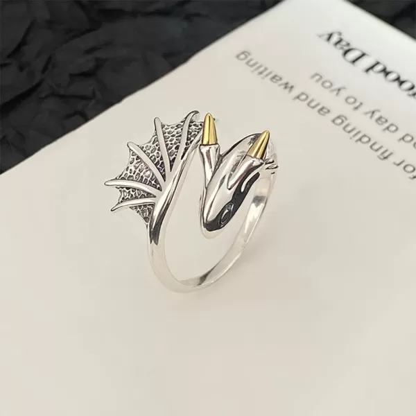Cute Dragon 925 Sterling Silver Adjustable Ring for Women Girls Vintage Dinosaur Pterosaur Animal Statement Stacking Open Wrap Finger Rings Comfort Fit Fashion Unque Jewelry Gift for Birthday Christmas New YearCute Dragon 925 Sterling Silver Adjustable Ring for Women Girls Vintage Dinosaur Pterosaur Animal Statement Stacking Open Wrap Finger Rings Comfort Fit Fashion Unque Jewelry Gift for Birthday Christmas New Year
