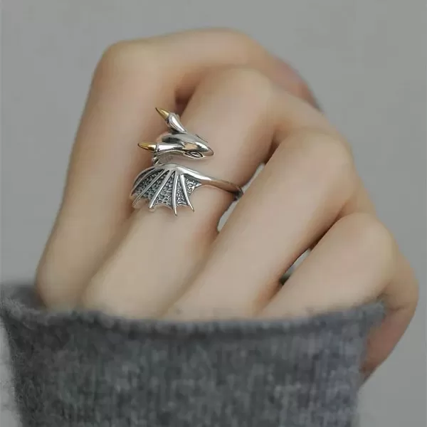 Cute Dragon 925 Sterling Silver Adjustable Ring for Women Girls Vintage Dinosaur Pterosaur Animal Statement Stacking Open Wrap Finger Rings Comfort Fit Fashion Unque Jewelry Gift for Birthday Christmas New YearCute Dragon 925 Sterling Silver Adjustable Ring for Women Girls Vintage Dinosaur Pterosaur Animal Statement Stacking Open Wrap Finger Rings Comfort Fit Fashion Unque Jewelry Gift for Birthday Christmas New Year