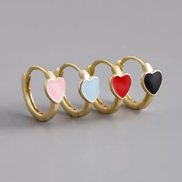 Cute Enamel Heart Hoop Earrings for Women Girls 925 Sterling Silver 14k Gold Plated Hypoallergenic Lovely Small Hoops Huggie Hoops Cartilage Piercing Jewelry Minimalist Dainty Gifts for Birthday ValentineRed