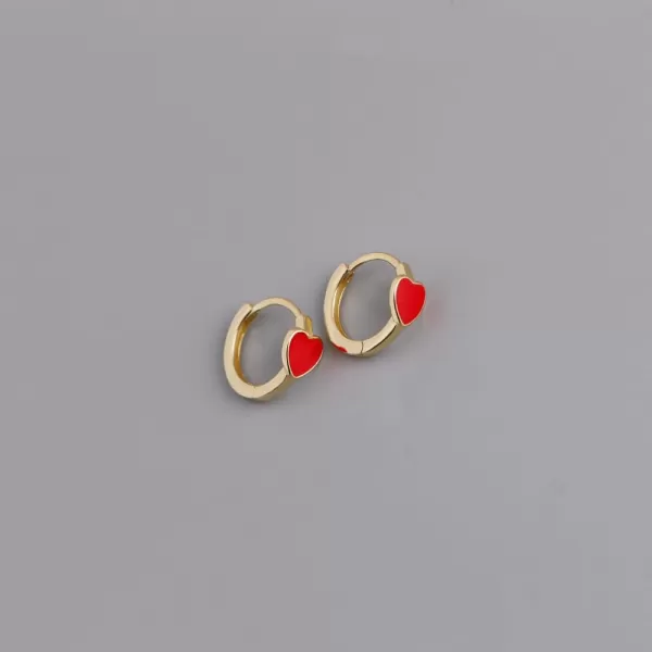 Cute Enamel Heart Hoop Earrings for Women Girls 925 Sterling Silver 14k Gold Plated Hypoallergenic Lovely Small Hoops Huggie Hoops Cartilage Piercing Jewelry Minimalist Dainty Gifts for Birthday ValentineRed