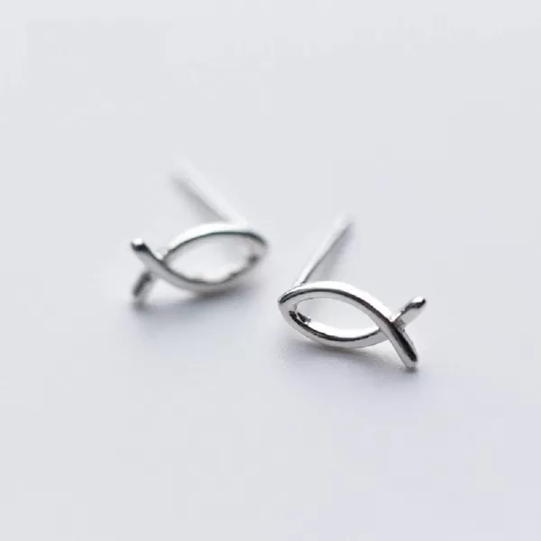 Cute Fish Sterling Silver Tiny Stud Earrings for Women Teen Girls Hypoallergenic Minimalist IchthusCute Fish Sterling Silver Tiny Stud Earrings for Women Teen Girls Hypoallergenic Minimalist Ichthus
