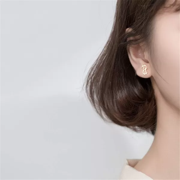Cute Money Sign Stud Earrings for Women Girls S925 Sterling Silver Minimalist Small US Dollar Symbol Alphabet Punk Tragus Hypoallergenic Piercing Ear Christmas Holiday Souvenir Unique GiftsGold