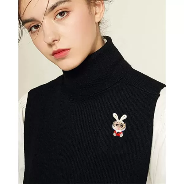 Cute Rhinestone Bunny Rabbit Brooch Pin for Women Girls Unisex Gold Plated Crystal Animal Bunny Pet Brooches Lapel Pins Dainty Graduation Honors Day Easter Holiday Jewelry Gift for Daughter Teacher StudentsRed
