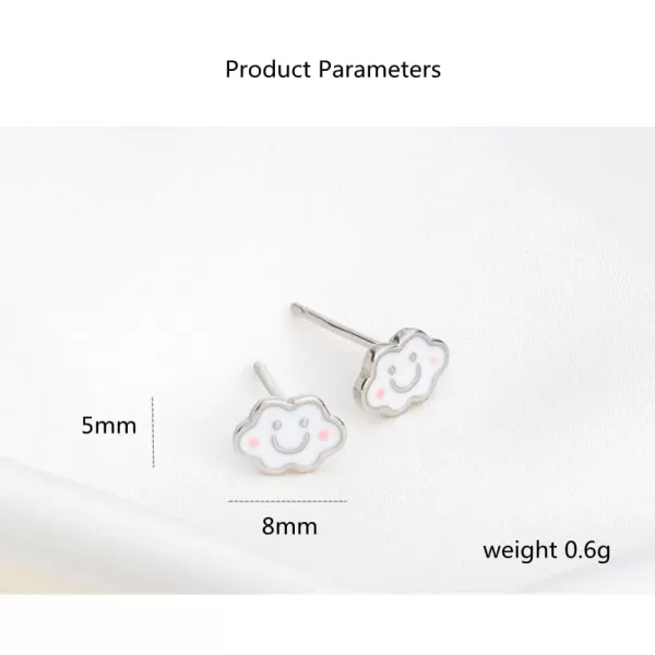 Cute Smiley Cloud Stud Earrings for Women Girls 925 Sterling Silver Hypoallergenic Enamel Tiny Small Happy Face Cartilage Tragus Post Dainty Weather Piercing Jewelry Gifts for Daughter NieceCute Smiley Cloud Stud Earrings for Women Girls 925 Sterling Silver Hypoallergenic Enamel Tiny Small Happy Face Cartilage Tragus Post Dainty Weather Piercing Jewelry Gifts for Daughter Niece