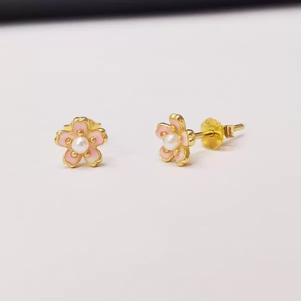 Dainty Cherry Flower Earrings 925 Sterling Silver Small Studs Earring for Women Girls Gold Plated Cute Pink Blossom Sakura Faux Pearl Cartilage Tragus Post Hypoallergenic Lucky Birthday WeddingDainty Cherry Flower Earrings 925 Sterling Silver Small Studs Earring for Women Girls Gold Plated Cute Pink Blossom Sakura Faux Pearl Cartilage Tragus Post Hypoallergenic Lucky Birthday Wedding