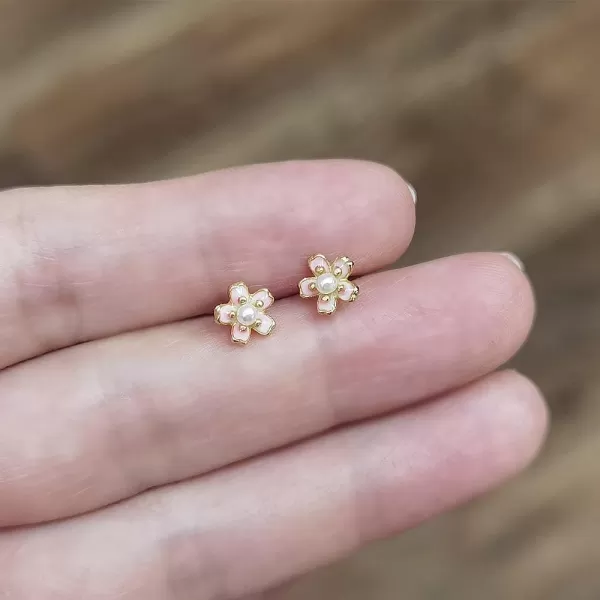 Dainty Cherry Flower Earrings 925 Sterling Silver Small Studs Earring for Women Girls Gold Plated Cute Pink Blossom Sakura Faux Pearl Cartilage Tragus Post Hypoallergenic Lucky Birthday WeddingDainty Cherry Flower Earrings 925 Sterling Silver Small Studs Earring for Women Girls Gold Plated Cute Pink Blossom Sakura Faux Pearl Cartilage Tragus Post Hypoallergenic Lucky Birthday Wedding