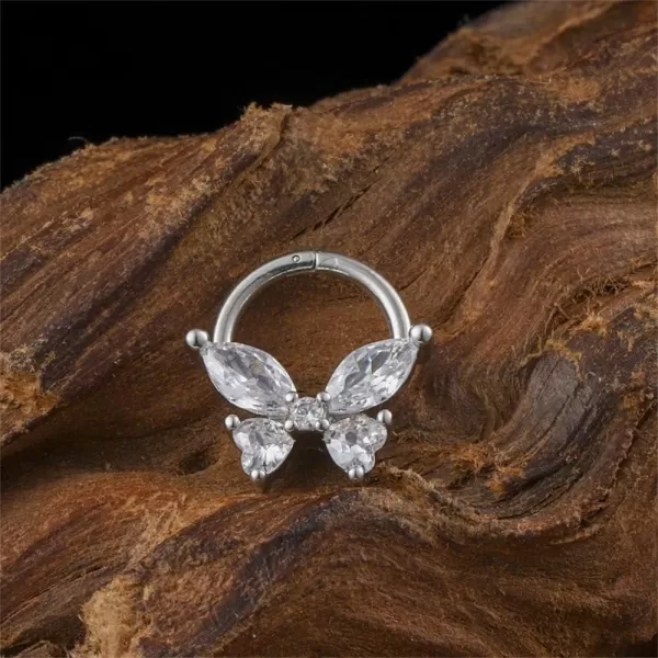 Dtja 16G CZ Butterfly Nose Ring Surgical Steel Septum Jewelry for Women Girls Crystal Hypoallergenic Hinged Segment Body Piercing Nose Hoop Rings Helix Ear Cartilage Rook Earrings 8mm 1 PieceDtja 16G CZ Butterfly Nose Ring Surgical Steel Septum Jewelry for Women Girls Crystal Hypoallergenic Hinged Segment Body Piercing Nose Hoop Rings Helix Ear Cartilage Rook Earrings 8mm 1 Piece