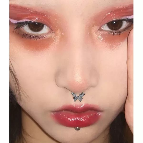 Dtja 16G CZ Butterfly Nose Ring Surgical Steel Septum Jewelry for Women Girls Crystal Hypoallergenic Hinged Segment Body Piercing Nose Hoop Rings Helix Ear Cartilage Rook Earrings 8mm 1 PieceDtja 16G CZ Butterfly Nose Ring Surgical Steel Septum Jewelry for Women Girls Crystal Hypoallergenic Hinged Segment Body Piercing Nose Hoop Rings Helix Ear Cartilage Rook Earrings 8mm 1 Piece
