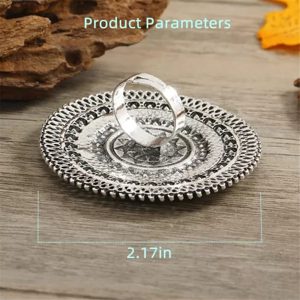 Dtja Boho Exaggerated CZ Statement Ring for Women Girls Adjustable Bohemian Antique Mosaic Crystal Expandable Big Open Wrap Finger Rings Comfort Fit Retro Indian Bollywood Style JewelrySilver Star