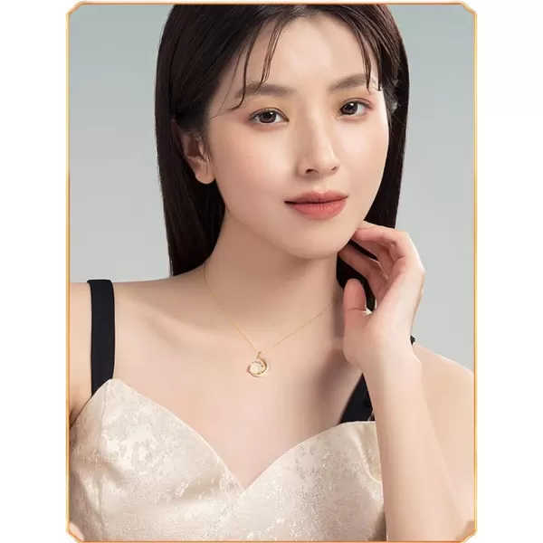 Dtja Gold Plated Rabbit Moon Pendant Necklace for Women Girls Cubic Zirconia Artificial Jade Bunny Animal Adjustable Choker Chain Necklaces Delicate Cute Easter Birthday Holiday Jewelry Gift 18 inchwith Crescent