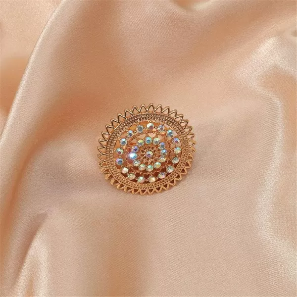 Dtja Vintage Big Round Statement Ring for Women Girls Boho Antique Mosaic Crystal CZ Expandable Open Wrap Finger Rings Adjustable Comfort Fit Indian Bollywood Style Exaggerated JewelryLacy