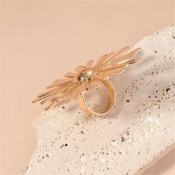 Exaggerated Big Round Flower Statement Ring for Women Girls Boho Antique Daisy Expandable Adjustable Open Wrap Finger Rings Comfort Fit Retro Bollywood Style Jewelry Gold ToneExaggerated Big Round Flower Statement Ring for Women Girls Boho Antique Daisy Expandable Adjustable Open Wrap Finger Rings Comfort Fit Retro Bollywood Style Jewelry Gold Tone