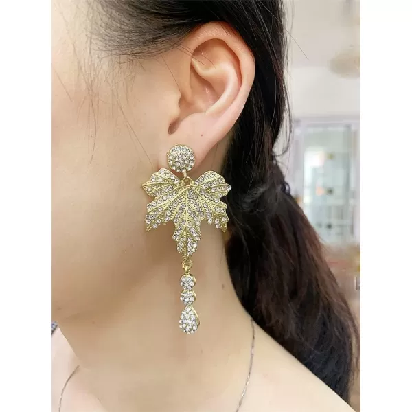 Exaggerated Crystal Mapple Leaf Drop Dangle Earrings for Women Girls S925 Sterling Silver Post Stud Gold Plated Cubic Zirconia Teardrop Chandelier Dangling Luxury Wedding Party Jewelry GiftExaggerated Crystal Mapple Leaf Drop Dangle Earrings for Women Girls S925 Sterling Silver Post Stud Gold Plated Cubic Zirconia Teardrop Chandelier Dangling Luxury Wedding Party Jewelry Gift