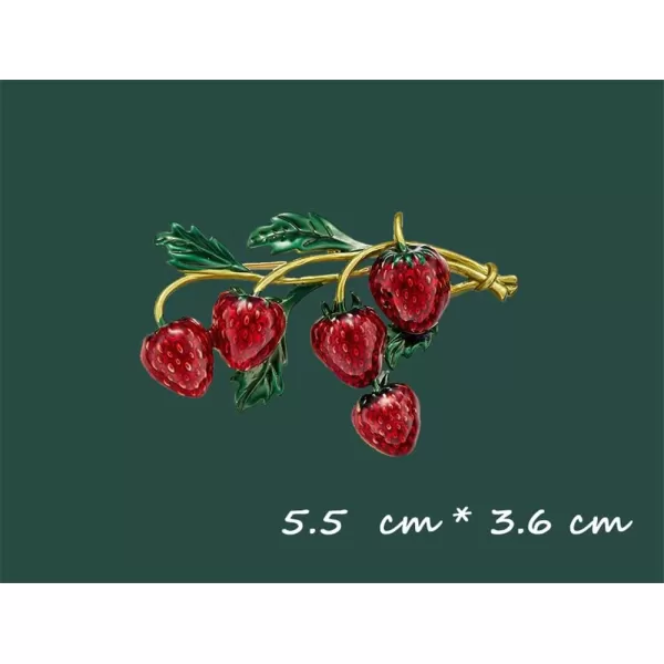 Fashion Fruit Brooch Pin for Women Girls Gold Tone Cute Enamel Red Strawberry Green Leaf Branch Brooches Lapel Creative Dress Accessories Jewelry Dainty Retro GiftFashion Fruit Brooch Pin for Women Girls Gold Tone Cute Enamel Red Strawberry Green Leaf Branch Brooches Lapel Creative Dress Accessories Jewelry Dainty Retro Gift