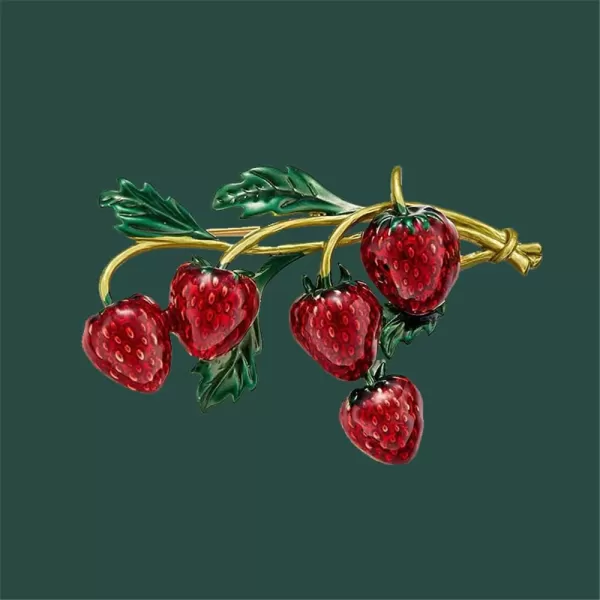 Fashion Fruit Brooch Pin for Women Girls Gold Tone Cute Enamel Red Strawberry Green Leaf Branch Brooches Lapel Creative Dress Accessories Jewelry Dainty Retro GiftFashion Fruit Brooch Pin for Women Girls Gold Tone Cute Enamel Red Strawberry Green Leaf Branch Brooches Lapel Creative Dress Accessories Jewelry Dainty Retro Gift