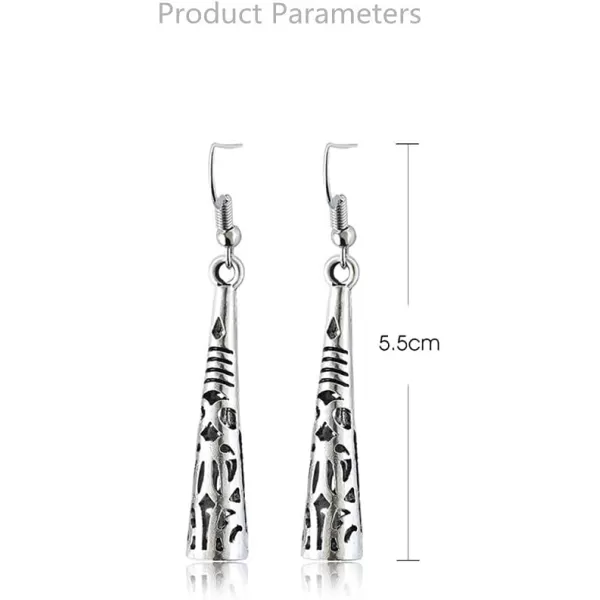 Geometric Filigree Dangle Drop Earrings for Women Girls Vintage Bell Cone Charms Dangling Hook Stud Earring Boho Unique Oxidized JewelryGeometric Filigree Dangle Drop Earrings for Women Girls Vintage Bell Cone Charms Dangling Hook Stud Earring Boho Unique Oxidized Jewelry