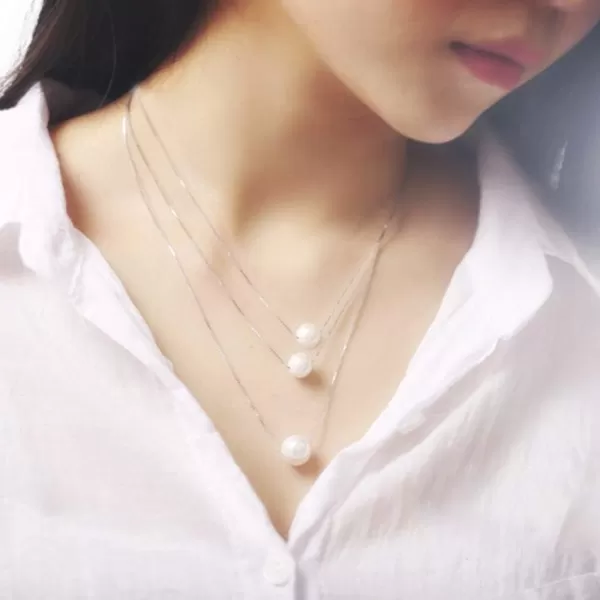 Layered Pearl Choker Necklace for Women Girls 925 Sterling Silver Tiny 3 Pearls Ball Bead Pendant Multilayer Long Tiered Box Chain Love Collar Necklace Dainty Jewelry 18Layered Pearl Choker Necklace for Women Girls 925 Sterling Silver Tiny 3 Pearls Ball Bead Pendant Multilayer Long Tiered Box Chain Love Collar Necklace Dainty Jewelry 18