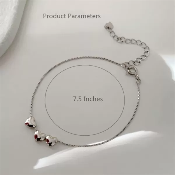 Many Love Heart Bracelet for Women Teen Girls 925 Sterling Silver Cute Floating Charms Adjustable Box Chain Dainty Christmas Valentine Birthday Jewelry Gift Daughter Girlfriend
