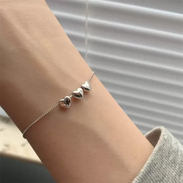 Many Love Heart Bracelet for Women Teen Girls 925 Sterling Silver Cute Floating Charms Adjustable Box Chain Dainty Christmas Valentine Birthday Jewelry Gift Daughter Girlfriend