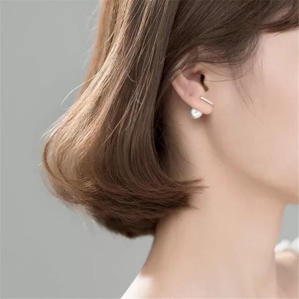 Mini Bar Pearl Ball Stud Earrings for Women Girls 925 Sterling Silver Dainty Tiny Small White Imitation 9mm Pearls Double Sided Front Back Cuff Cartilage Jacket Hypoallergenic Piercing JewelryMini Bar Pearl Ball Stud Earrings for Women Girls 925 Sterling Silver Dainty Tiny Small White Imitation 9mm Pearls Double Sided Front Back Cuff Cartilage Jacket Hypoallergenic Piercing Jewelry