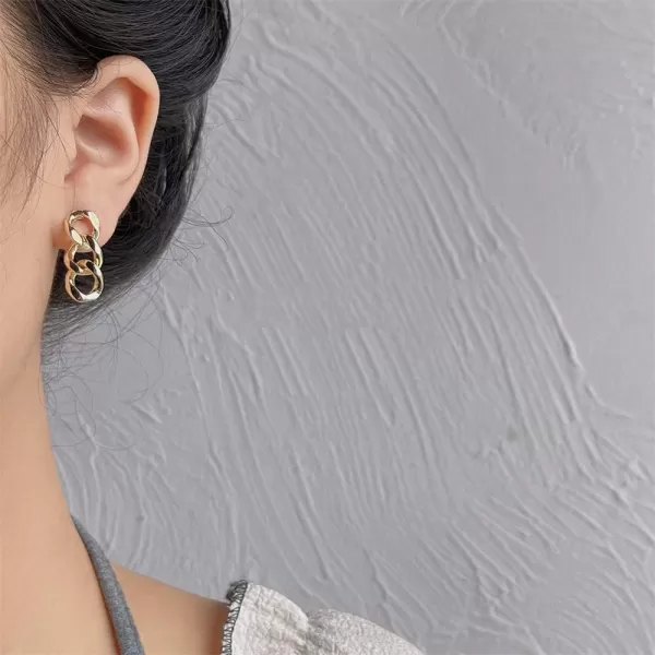 Minimalist Chain Dangle Drop Earrings for Women Girls 925 Sterling Silver Post Hypoallergenic Geometric Cute Link Chains Stud Dangling Fashion Punk Unique BFF Birthday Jewelry GiftsGold