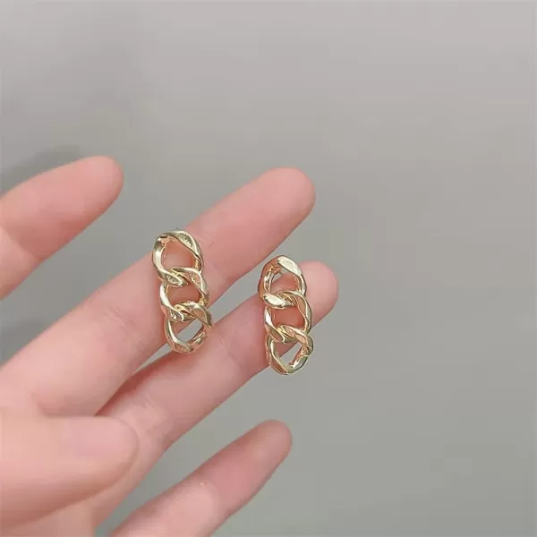Minimalist Chain Dangle Drop Earrings for Women Girls 925 Sterling Silver Post Hypoallergenic Geometric Cute Link Chains Stud Dangling Fashion Punk Unique BFF Birthday Jewelry GiftsGold