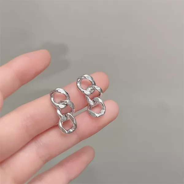 Minimalist Chain Dangle Drop Earrings for Women Girls 925 Sterling Silver Post Hypoallergenic Geometric Cute Link Chains Stud Dangling Fashion Punk Unique BFF Birthday Jewelry GiftsSilver