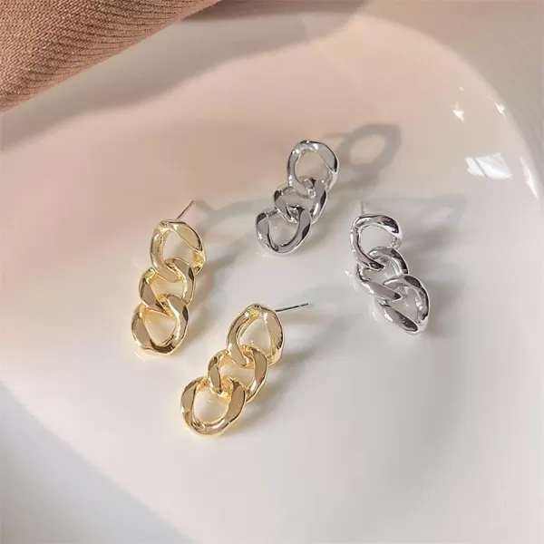 Minimalist Chain Dangle Drop Earrings for Women Girls 925 Sterling Silver Post Hypoallergenic Geometric Cute Link Chains Stud Dangling Fashion Punk Unique BFF Birthday Jewelry GiftsSilver