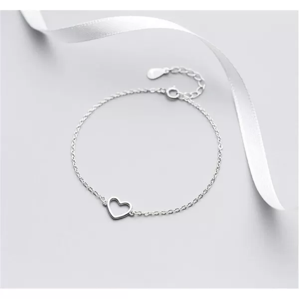 Minimalist Heart Sterling Silver Bracelet for Women Girls Little Hollow Love Charm Adjustable Hand Chain Link Bracelet Anklet Gifts for Couple Lover Best Friend Mom DaughterMinimalist Heart Sterling Silver Bracelet for Women Girls Little Hollow Love Charm Adjustable Hand Chain Link Bracelet Anklet Gifts for Couple Lover Best Friend Mom Daughter