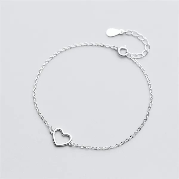 Minimalist Heart Sterling Silver Bracelet for Women Girls Little Hollow Love Charm Adjustable Hand Chain Link Bracelet Anklet Gifts for Couple Lover Best Friend Mom DaughterMinimalist Heart Sterling Silver Bracelet for Women Girls Little Hollow Love Charm Adjustable Hand Chain Link Bracelet Anklet Gifts for Couple Lover Best Friend Mom Daughter