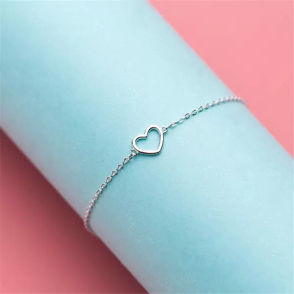 Minimalist Heart Sterling Silver Bracelet for Women Girls Little Hollow Love Charm Adjustable Hand Chain Link Bracelet Anklet Gifts for Couple Lover Best Friend Mom DaughterMinimalist Heart Sterling Silver Bracelet for Women Girls Little Hollow Love Charm Adjustable Hand Chain Link Bracelet Anklet Gifts for Couple Lover Best Friend Mom Daughter