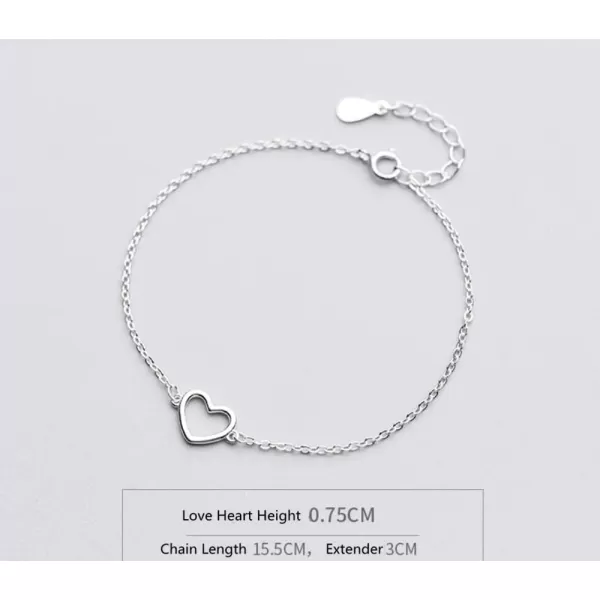 Minimalist Heart Sterling Silver Bracelet for Women Girls Little Hollow Love Charm Adjustable Hand Chain Link Bracelet Anklet Gifts for Couple Lover Best Friend Mom DaughterMinimalist Heart Sterling Silver Bracelet for Women Girls Little Hollow Love Charm Adjustable Hand Chain Link Bracelet Anklet Gifts for Couple Lover Best Friend Mom Daughter