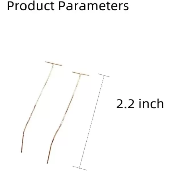 Minimalist Threader Bar Earrings for Women Girls S925 Sterling Silver Charm Long Tassel Chain Drop Dangling Simple Wire Thread Piercing Ear Stud Hypoallergenic Fashion Chic EarringGold Plated