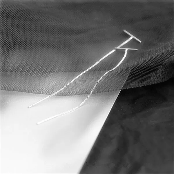 Minimalist Threader Bar Earrings for Women Girls S925 Sterling Silver Charm Long Tassel Chain Drop Dangling Simple Wire Thread Piercing Ear Stud Hypoallergenic Fashion Chic EarringSilver