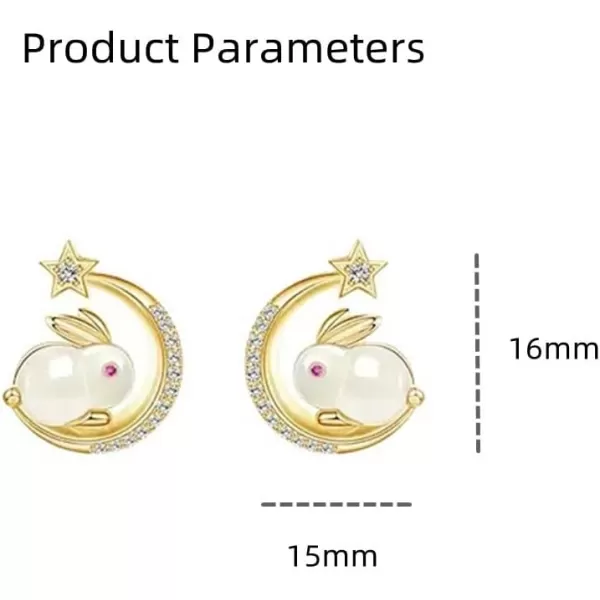 Moon Star Rabbit Earrings for Women Girls 14K Gold Plated Hypoallergenic Crystal Crescent Artificial Jade Animal Bunny Stud Cartilage Earring Cute Easter Birthday Jewelry Gifts for PetLoverMoon Star Rabbit Earrings for Women Girls 14K Gold Plated Hypoallergenic Crystal Crescent Artificial Jade Animal Bunny Stud Cartilage Earring Cute Easter Birthday Jewelry Gifts for PetLover