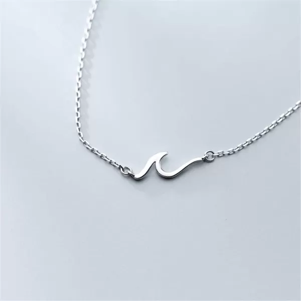 Ocean Wave Necklace for Women Teen Girls 925 Sterling Silver 18K White Gold Plated Minimalist Line Pendant Choker Necklace Adjustable Chain 18 Sea Beach Summer Jewelry Gift for Surfer LoverOcean Wave Necklace for Women Teen Girls 925 Sterling Silver 18K White Gold Plated Minimalist Line Pendant Choker Necklace Adjustable Chain 18 Sea Beach Summer Jewelry Gift for Surfer Lover
